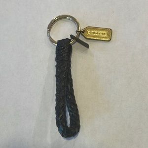 Vintage Coach braided leather/brass key fob